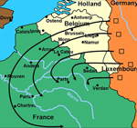 Harita: Almanların Hollanda ve Belçika üzerinden Fransaya taarruzu